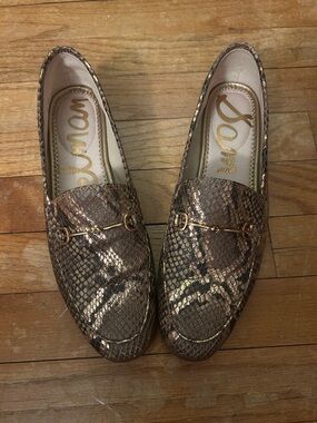 Sam Edelman Loraine Bit Leather Loafer – Brown/Gold Snake Print - Size 8